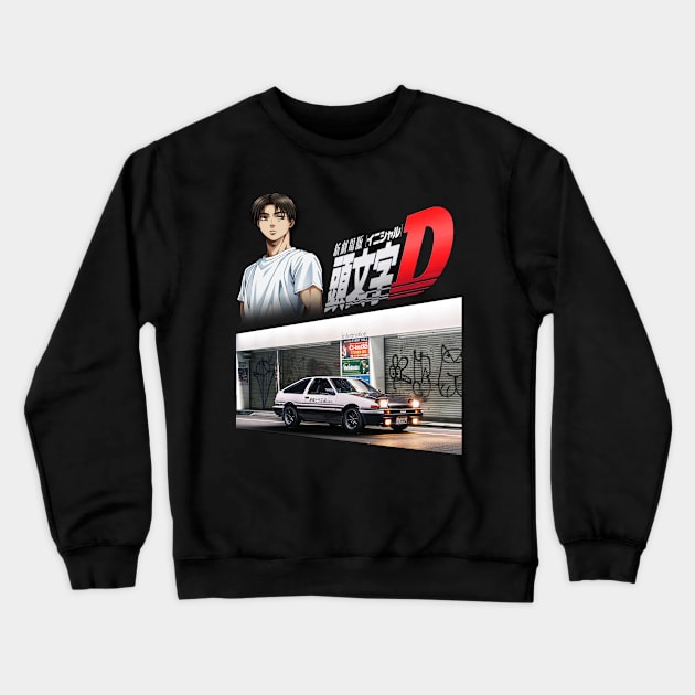 takumi initial d - street night picture Crewneck Sweatshirt by BEBAS BERSUARA